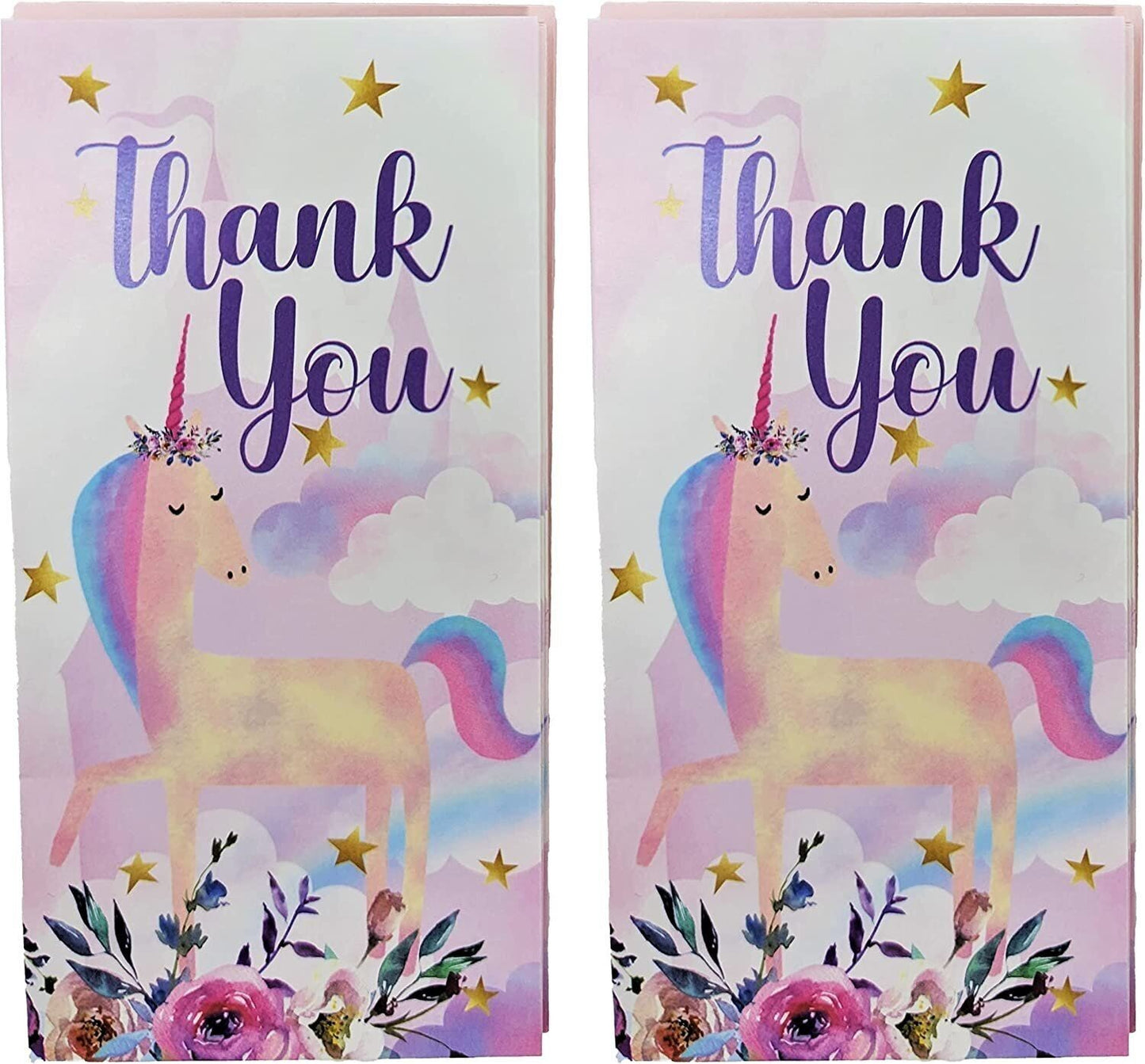 12 Thank You Cards with Envelopes - Unicorn