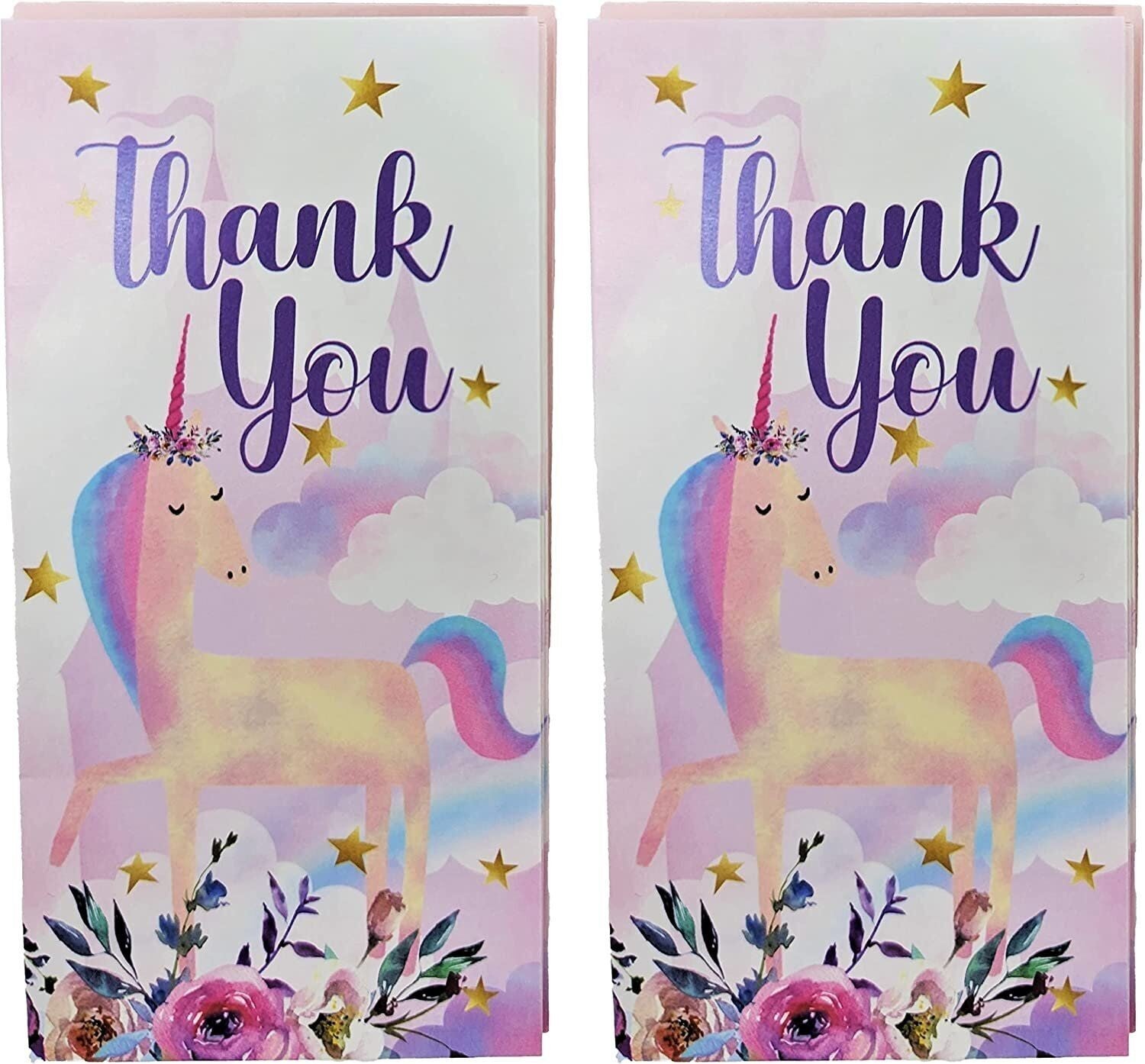 12 Thank You Cards with Envelopes - Unicorn
