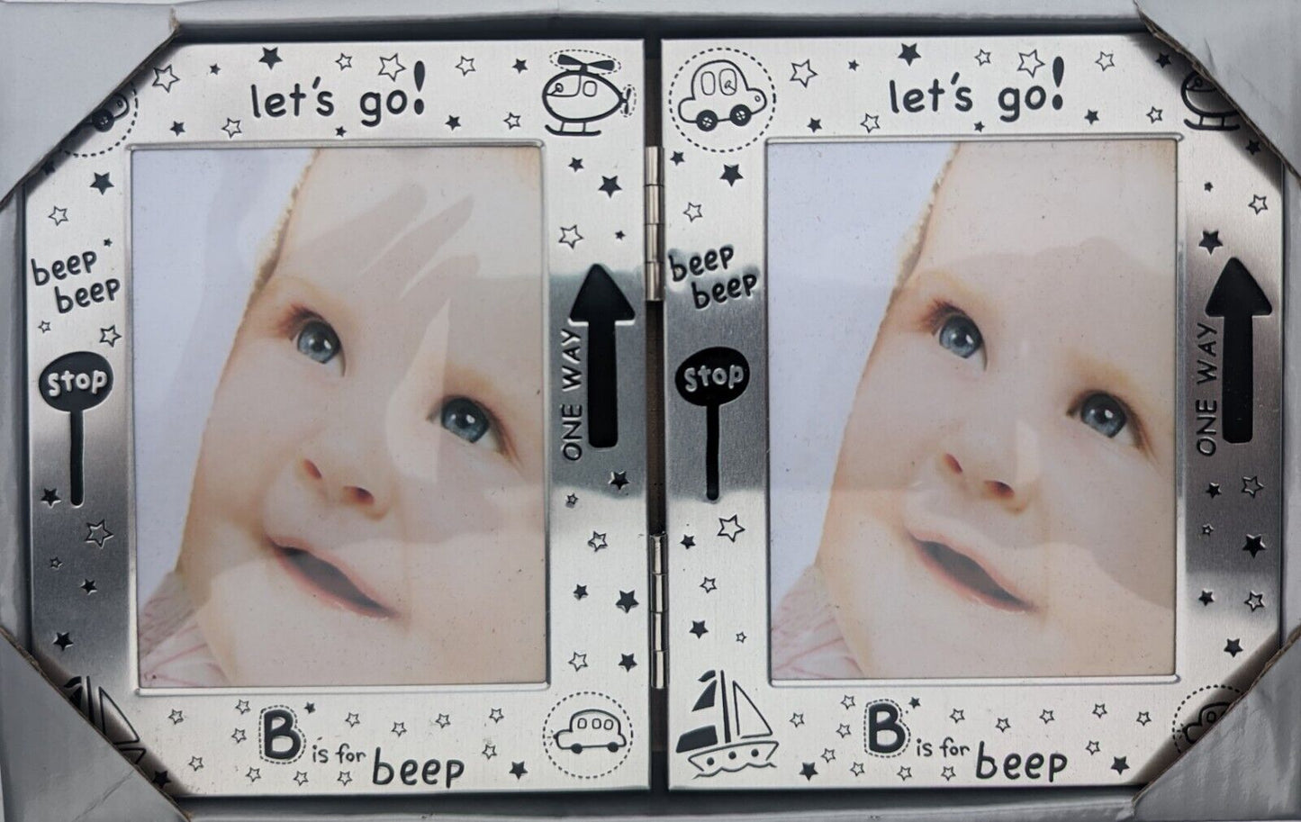 Double Baby Photo Frame - Baby Shower Gift - 21.5 X 13.5 cm 