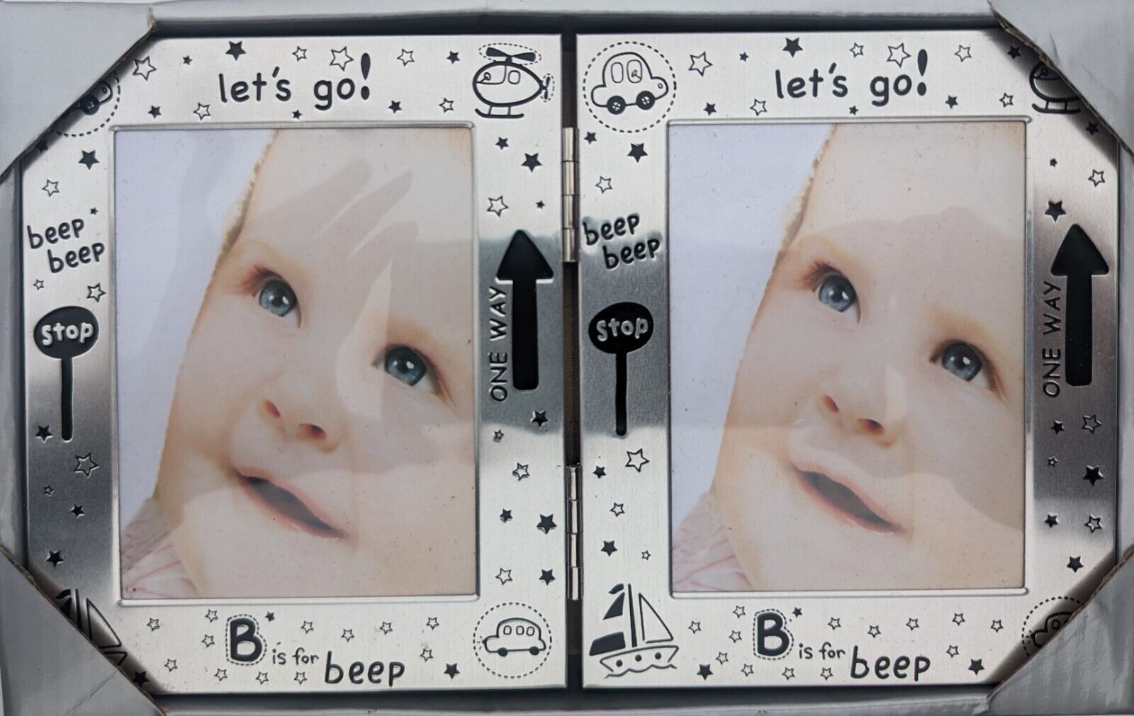 Double Baby Photo Frame - Baby Shower Gift - 21.5 X 13.5 cm 