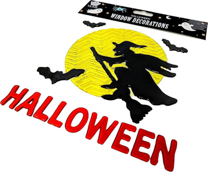 Halloween Gel Window Stickers – 16 Assorted Designs – Reusable Gel Clings for Wi