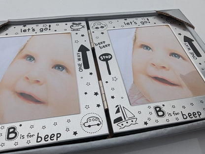 Double Baby Photo Frame - Baby Shower Gift - 21.5 X 13.5 cm 