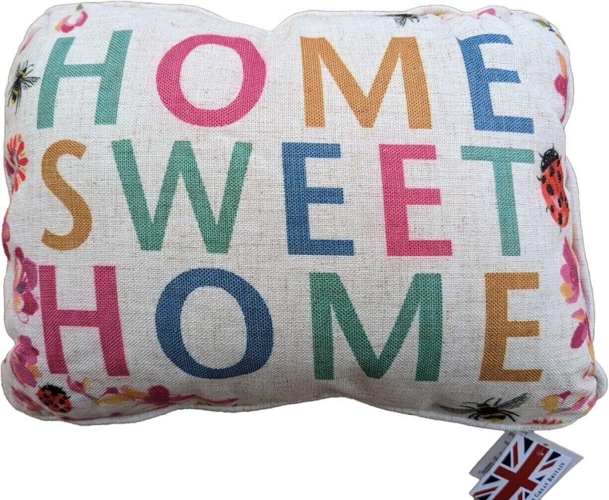 'Home Sweet Home' Cushion  - Floral Country Garden Flower Bees 