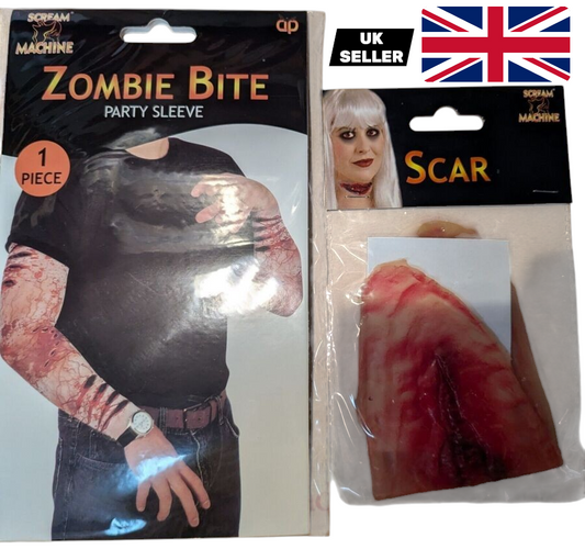 Zombie Bite Sleeve & Scar Wound – Halloween Costume Accessories - UK SELLER