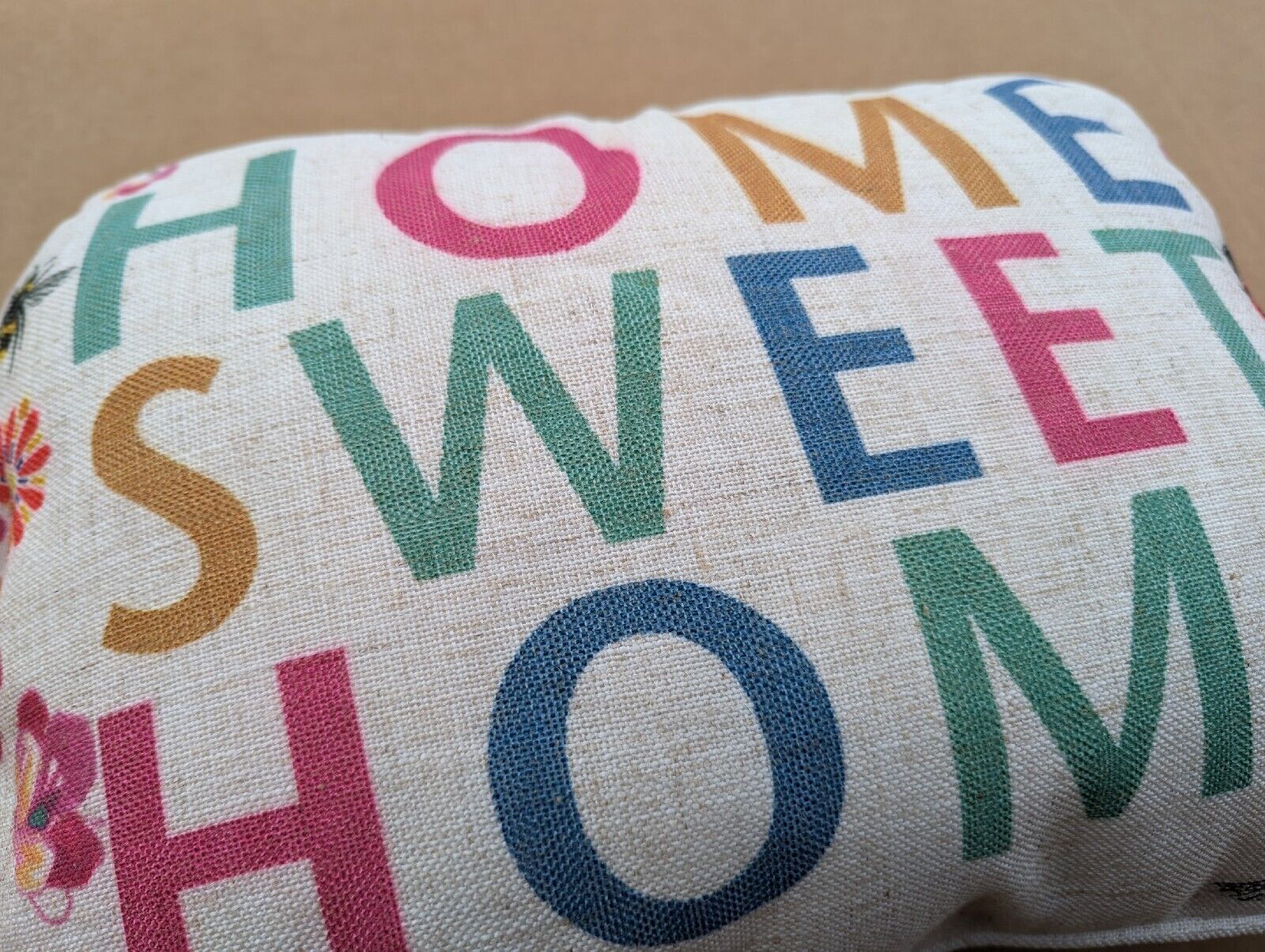 'Home Sweet Home' Cushion  - Floral Country Garden Flower Bees 