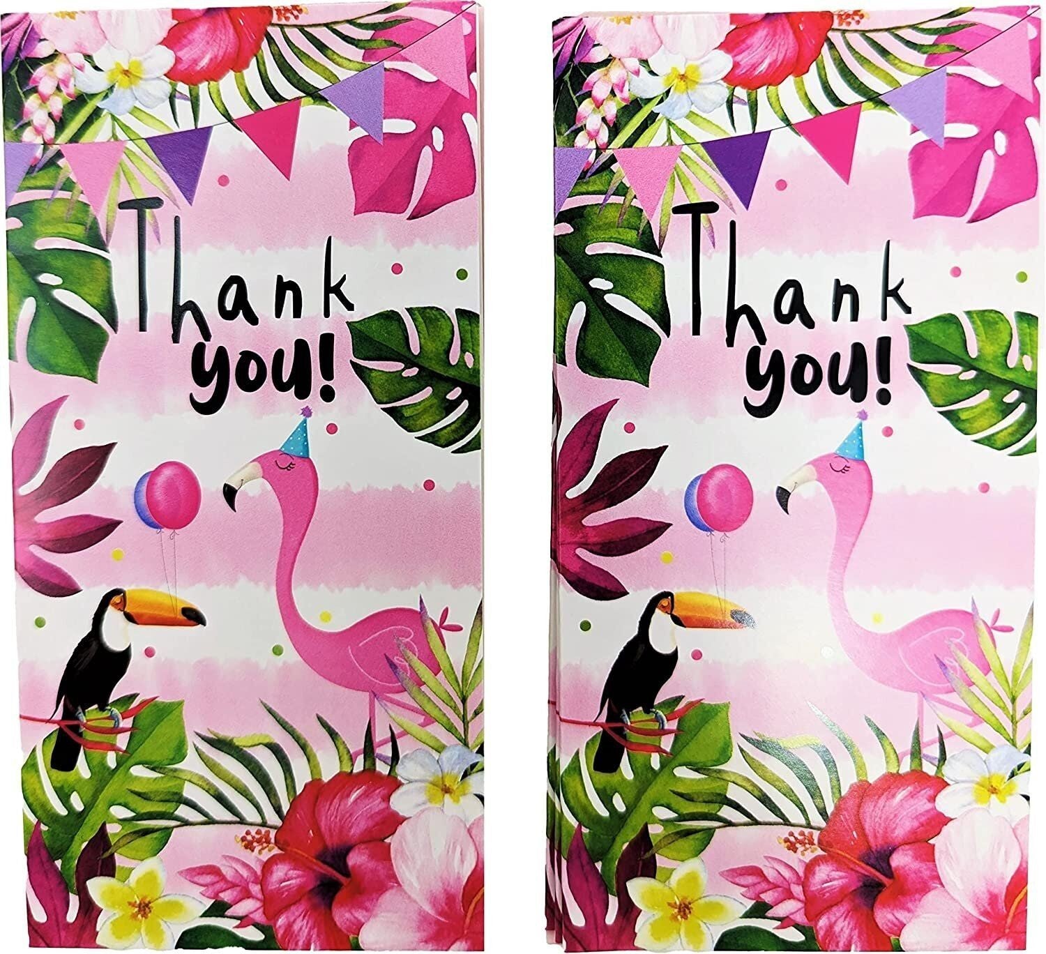 12 Thank You Cards with Envelopes - Flamingo