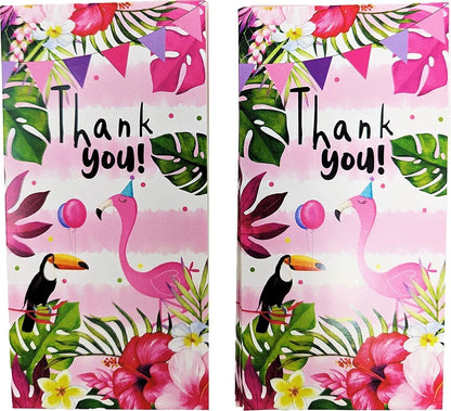 12 Thank You Cards with Envelopes - Flamingo