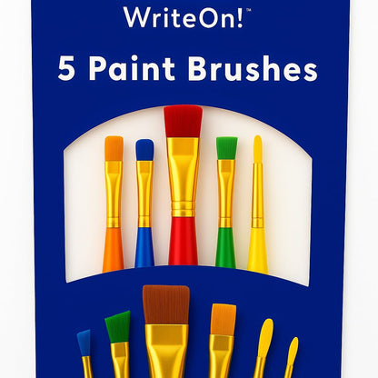 5-Piece Kids Paint Brush Set – Assorted Sizes & Colours – Art & Craft Brushes for Children