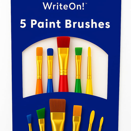 5-Piece Kids Paint Brush Set – Assorted Sizes & Colours – Art & Craft Brushes for Children