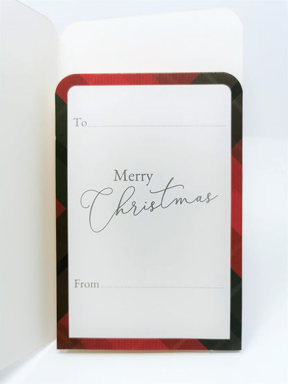 4 Christmas Money Wallets with Envelopes – Santa, Winter Door, Holly & Tartan Designs with Gold Foil Text – Perfect for Cash, Vouchers & Gift Cards (16 × 9 cm)