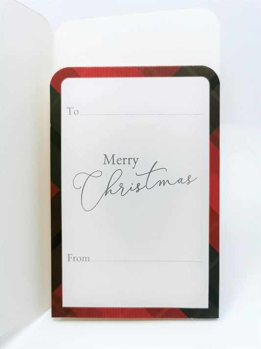 4 Christmas Money Wallets with Envelopes – Santa, Winter Door, Holly & Tartan Designs with Gold Foil Text – Perfect for Cash, Vouchers & Gift Cards (16 × 9 cm)