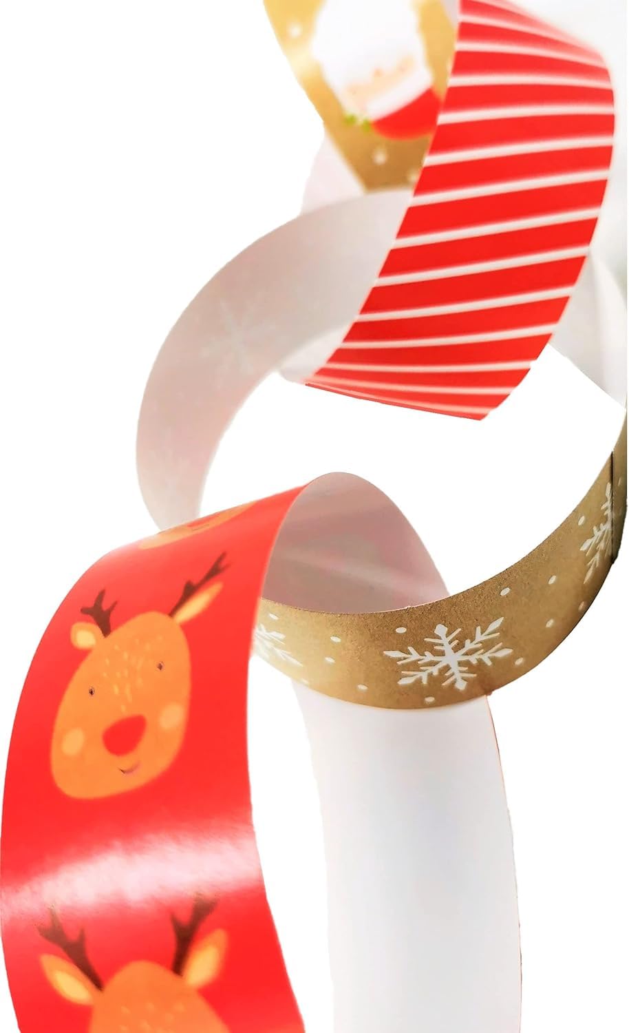 80 Christmas Paper Chains – Peel & Seal DIY Festive Decorations – 4 Cute Designs – Kids Christmas Craft Kit – Easy Handmade Garland (22x2.5cm)