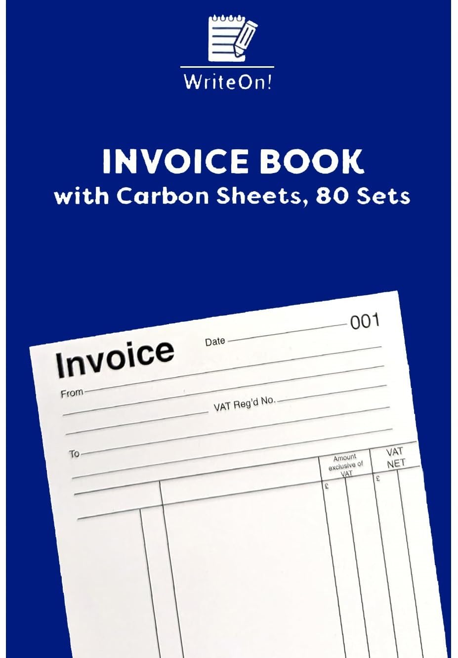 A5 Invoice Book with Carbon Sheet – 1–80 Numbered Pages – Pre-Printed Layout for Businesses & Freelancers