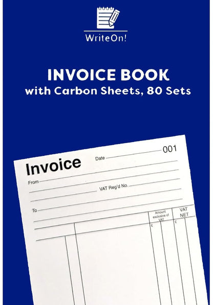A5 Invoice Book with Carbon Sheet – 1–80 Numbered Pages – Pre-Printed Layout for Businesses & Freelancers