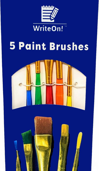 (2 Pack) 5 Kids Paint Brushes - Painting Set - Assorted Sizes Painbrush