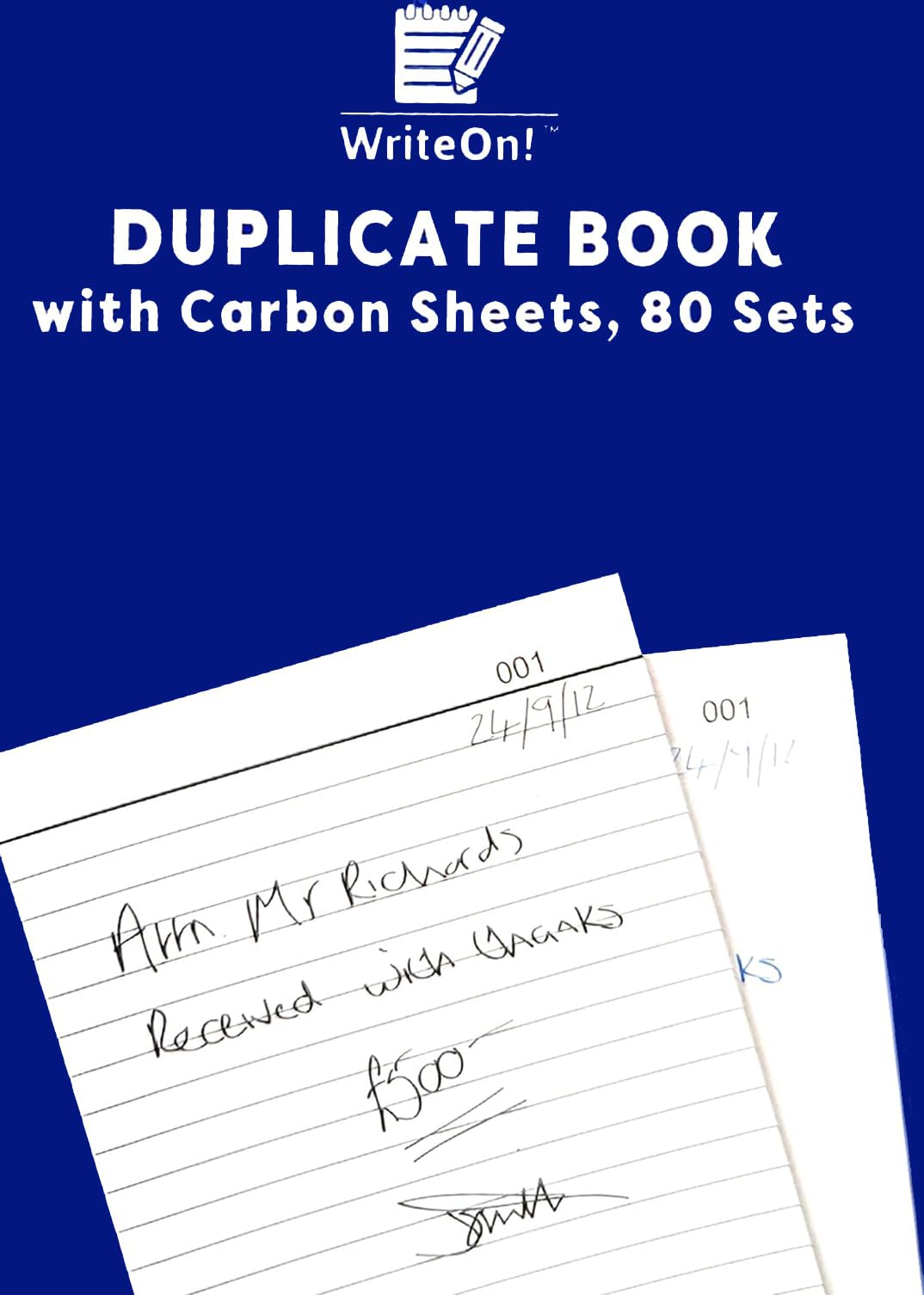 (2 Pack) A5 Duplicate Book with Carbon Sheet – 1-80 Page Full-Size | Ideal for Invoices, Sales & Record Keeping