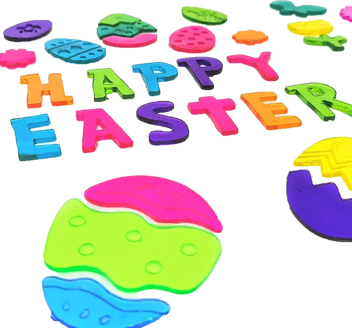 Easter Gel Window Stickers – 4 Sheets of Reusable Decorations | Easter Bunny, Chick, Eggs & Flowers | Easy to Apply & Remove | Festive Home Decor