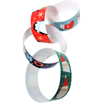 80 Christmas Paper Chains – Peel & Seal Festive Decoration Strips (22.2 × 2.7 cm)