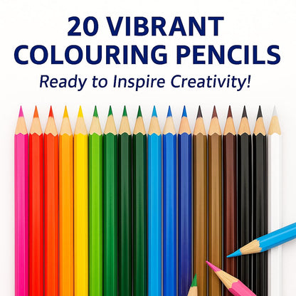 20 Full-Size Colouring Pencils – Pre-Sharpened – Vibrant & Blendable – 6.75" - You Love a Bargain