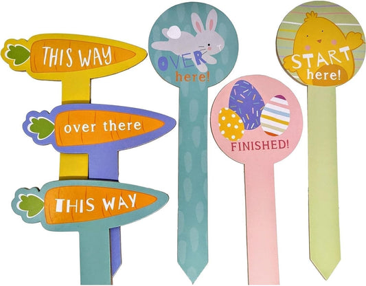 YLAB - Easter Egg Hunt Sign Kit - 6 Wooden Signs