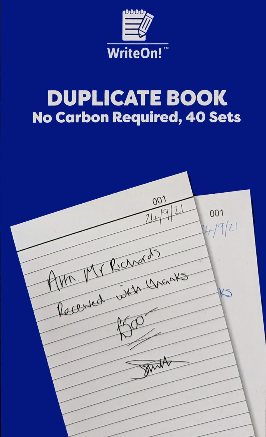 A5 Duplicate Book – 40 Numbered NCR Sets – Perforated Pages & Alphabetical Index – Ideal for Invoices, Receipts & Orders
