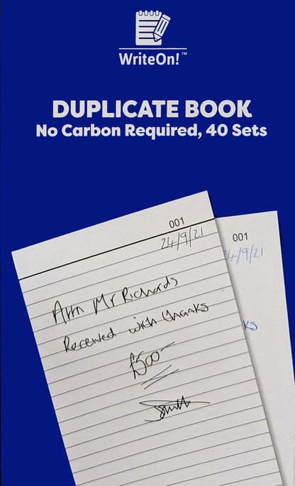A5 Duplicate Book – 40 Numbered NCR Sets – Perforated Pages & Alphabetical Index – Ideal for Invoices, Receipts & Orders