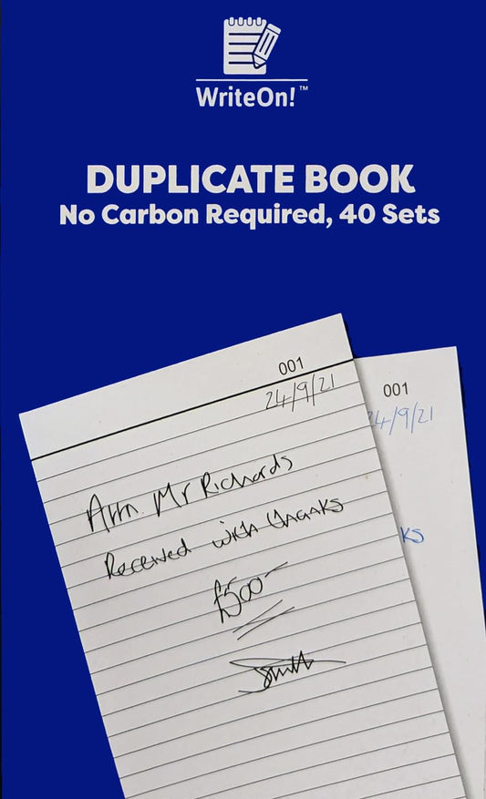 A5 Duplicate Book – 40 Numbered NCR Sets – Perforated Pages & Alphabetical Index – Ideal for Invoices, Receipts & Orders