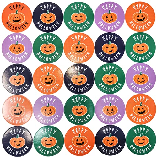 200x Halloween Stickers – 4cm Round Pumpkin Design – 8 Sheets – Assorted ‘Happy Halloween’ Labels for Party Bags, Trick or Treat, Kids Crafts, Scrapbooking, Halloween Decorations