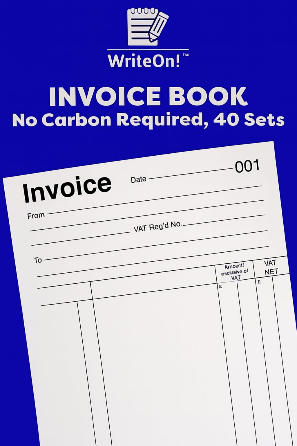 A5 Duplicate Invoice Book – 40 Pages – NCR No Carbon Required – Easy Tear Perforated Pages – Pre-Printed Index for Small Businesses & Freelancers