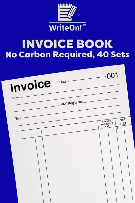 A5 Duplicate Invoice Book – 40 Pages – NCR No Carbon Required – Easy Tear Perforated Pages – Pre-Printed Index for Small Businesses & Freelancers