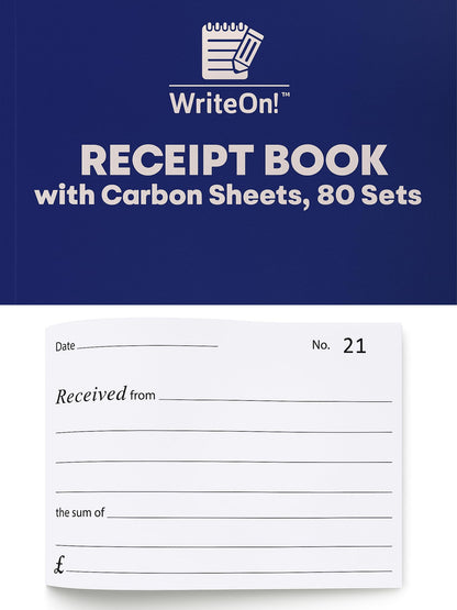 A6 Receipt Book with Carbon Copy – 80 Numbered Pages – Pre-Printed & Perforated – Portable Duplicate Pad for Business & Personal Use