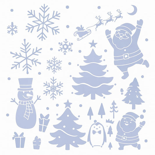 Reusable Christmas Window Stencils – 6 Pack – Large 30 × 22 cm – Durable Plastic for Snow Spray & Crafts