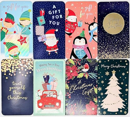 8 Luxury Christmas Money Wallets – Assorted Festive Designs with White Envelopes (16 × 9 cm)