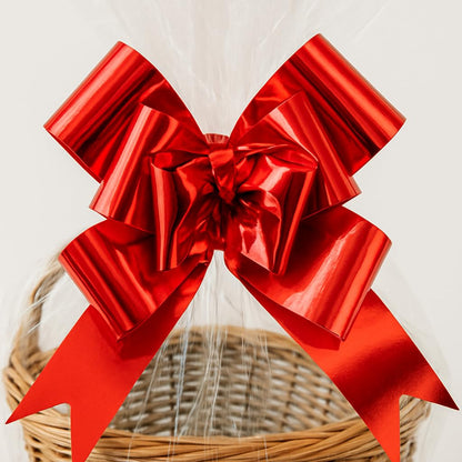 15 Extra Large Hamper Bags – Clear Cellophane Gift Wrap Bags with 15 Pull Bows – Ideal for Gift Wrapping, Hampers, Easter Baskets, Mother’s Day & Teacher Gifts – 102.5x70cm