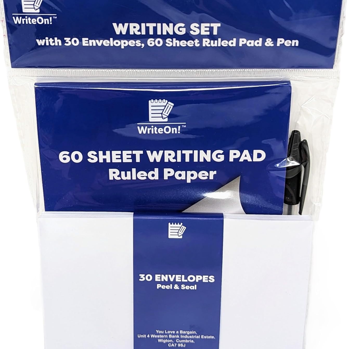 Letter Writing Set – 60-Page Notebook, 30 Peel & Seal Envelopes & Black Ink Pen – Writing Kit for Personal Letters & Stationery