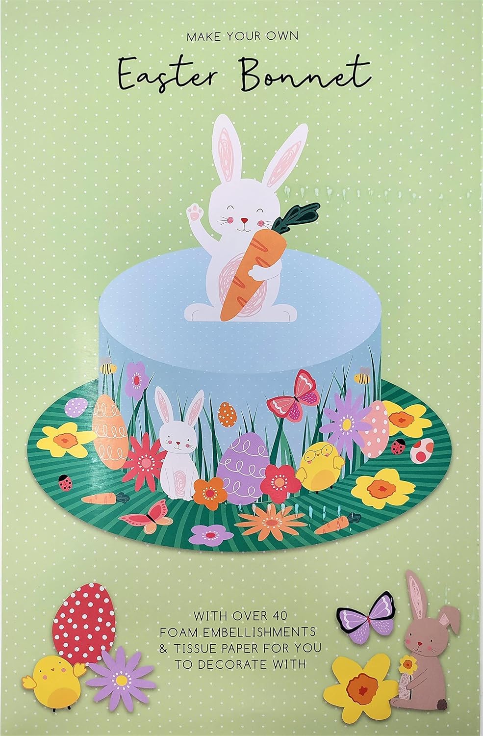 Make Your Own Easter Bonnet Kit – Fun Craft Activity for Kids, Perfect for Easter Bonnet Parade & School Competitions, Includes Stickers & Tissue Paper