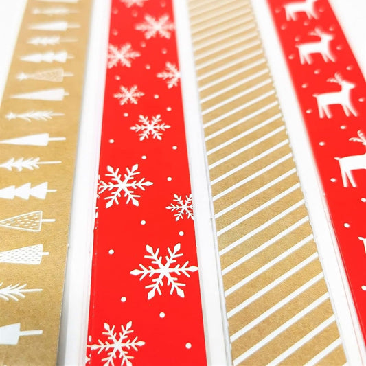 80 Christmas Paper Chains – Red & Kraft Festive Peel & Seal Strips (22.2 × 2.7 cm)