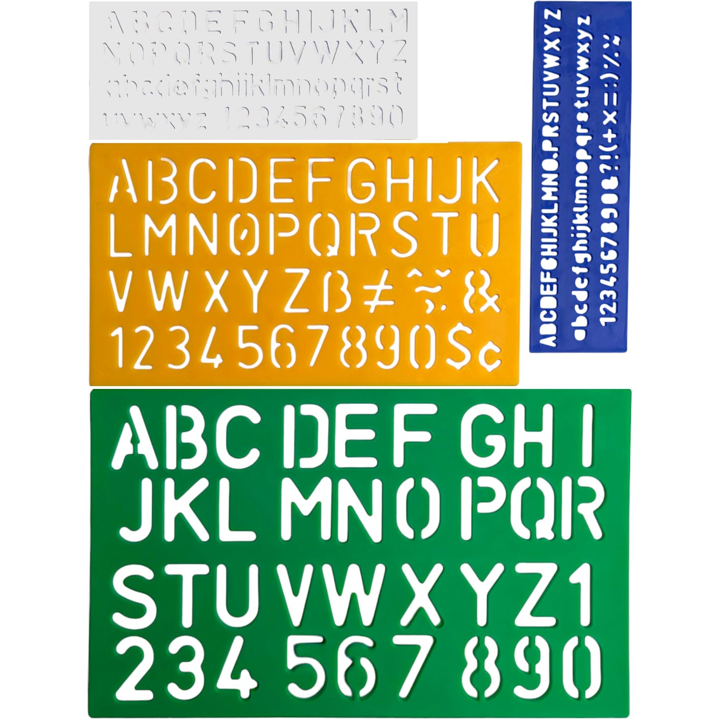 4-Piece Alphabet & Number Stencil Set – Multi-Sized Plastic Letter & Number Templates for Crafts & Learning