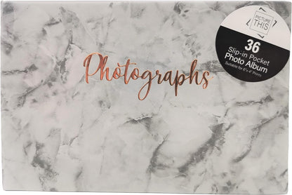 2 Pack Marble Design Photo Albums – Holds 36 Photos Each – 6" x 4" – Slip-In Pockets