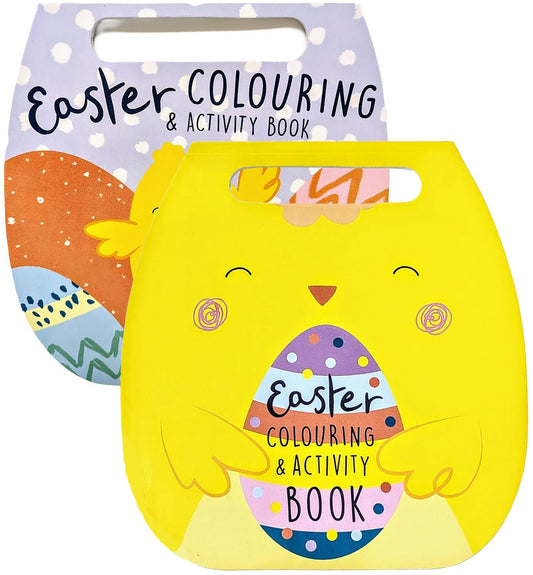 2-Pack Easter Colouring Books for Kids – Fun Activity Books with Stickers & Puzzles – 15 Colouring Pages, 15 Activities, 54 Stickers Each – Carry Handle for Travel – Easter Gifts for Boys & Girls