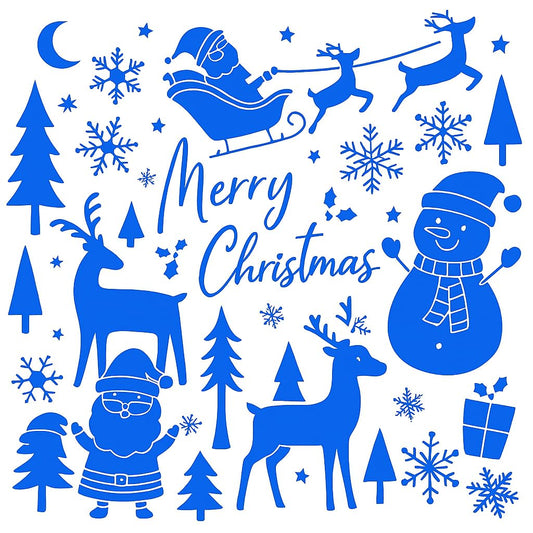 6 Christmas Snow Spray Stencils – Reusable 30 x 22 cm Plastic Window & Mirror Templates – 6 Festive Designs for Seasonal Decorating