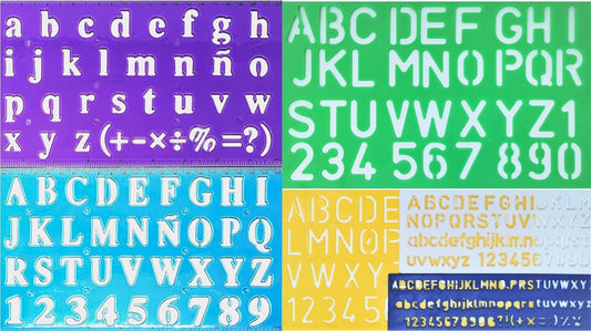 6-Piece Alphabet & Number Stencil Set – Uppercase, Lowercase, Numbers & Symbols – Multi-Size Plastic Letter Templates for Arts, Crafts, Journaling, Learning & DIY Projects