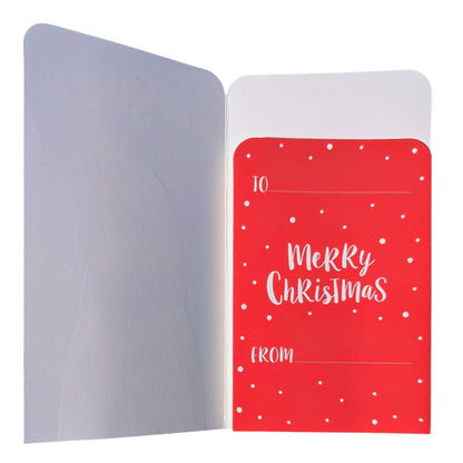 4-Pack Kids Christmas Money Wallets with Red Envelopes – Silver Foil Santa, Snowman, Penguin & Festive Slogan – 16 x 9 cm