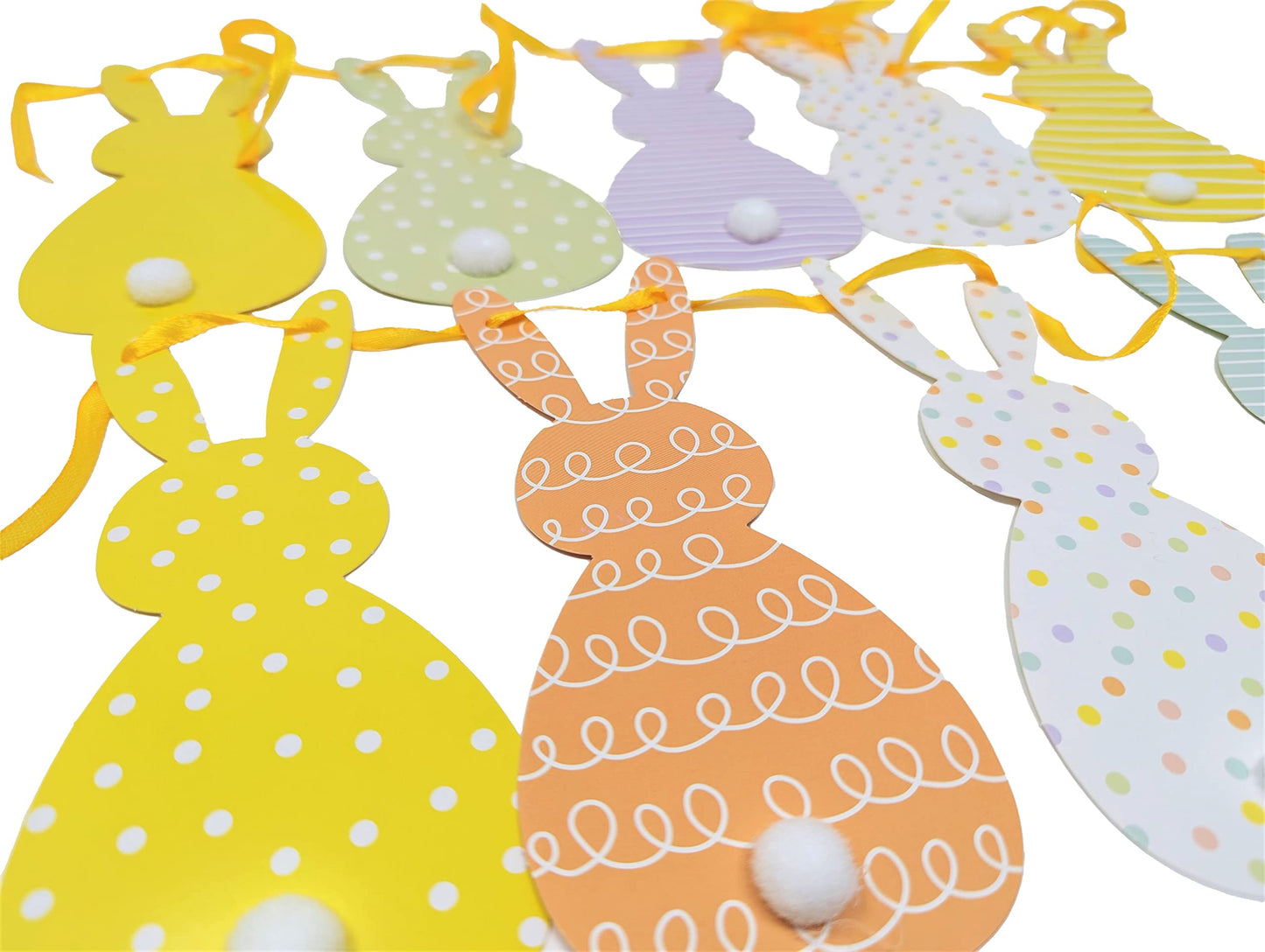 Easter Garland Bunny Bunting – 2 Metres | Pre-Strung Double-Sided Bunny Flags with Pom Poms | Cute Easter Decoration for Home, Classroom & Parties