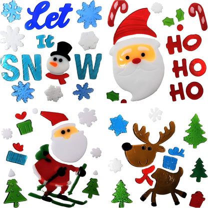 16 Sheets Christmas Window Gel Clings – Festive Reusable Stickers for Windows, Mirrors & Glass – 19×19cm