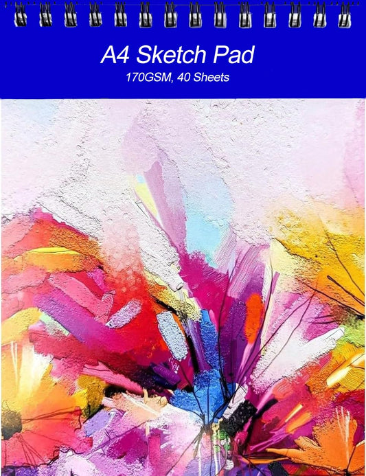 Luxury A4 Sketch Pad – 40 Sheets of 170 GSM Cartridge Paper – Ring Bound & Perforated – Acid-Free Drawing Paper for Artists, Students & Professionals