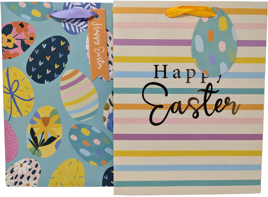 2 Luxury Easter Gift Bags – Medium (23x18x10.2cm) | Premium Easter Gift Bags for Medium Easter Eggs, Chocolates & Small Gifts
