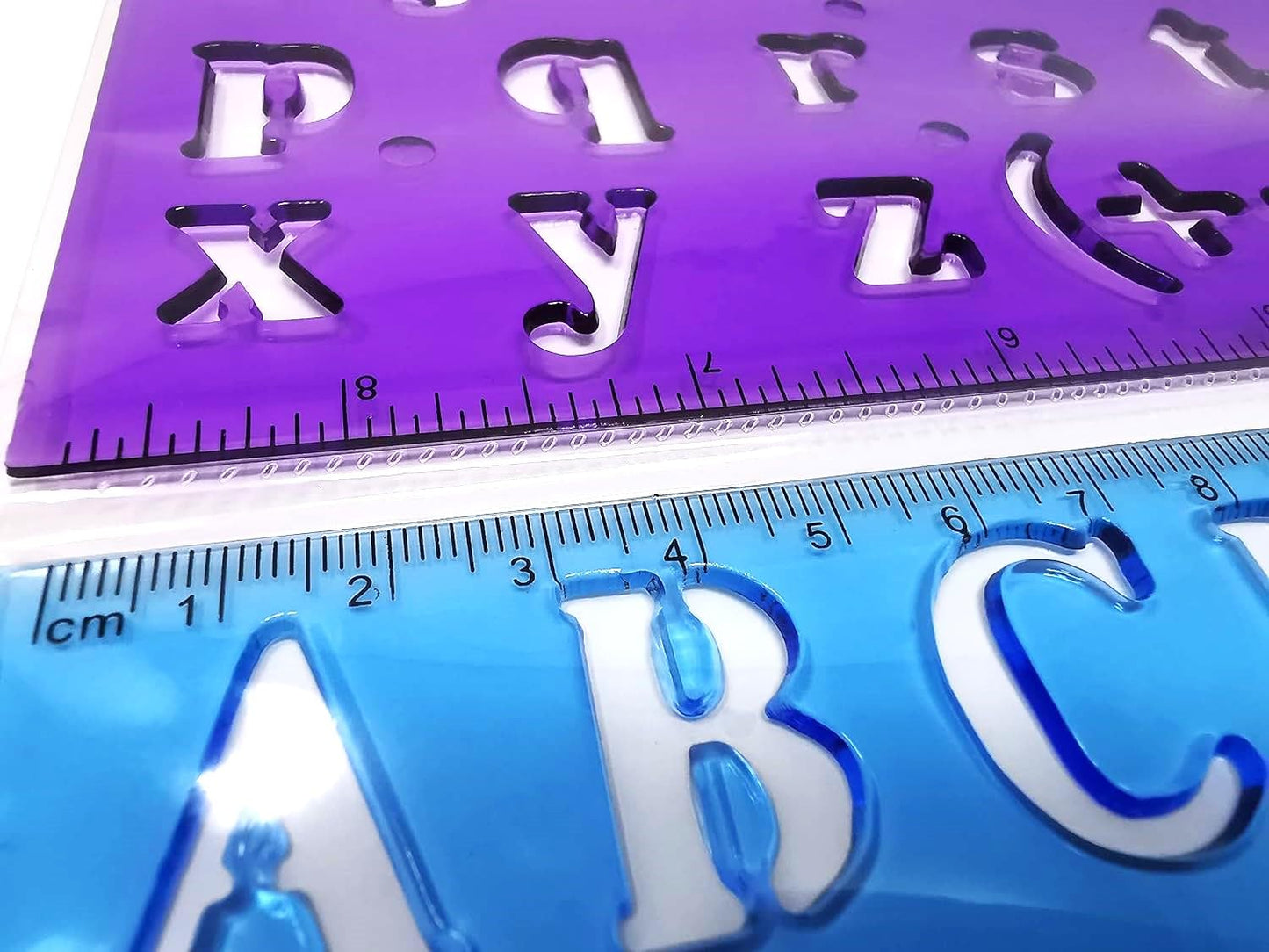 2 Alphabet Letter Number Stencils - Upper and Lower case Letters - Craft Ruler