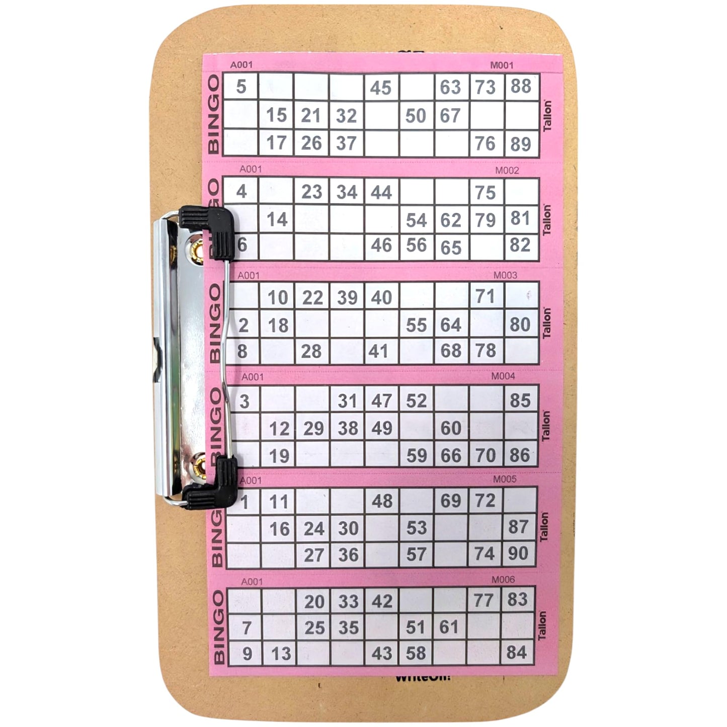 (2 Pack) Bingo Boards With Metal Clip - 29cm x 12cm