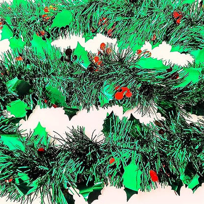 YLAB - 3 Strands of Holly Berry Tinsel - 2 Meters each Strand